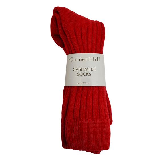 Soft Ribbed 82% Cashmere Ankle Socks Size 9-11 Warm Cozy Garnet Hill Atomic Red - Picture 2 of 6